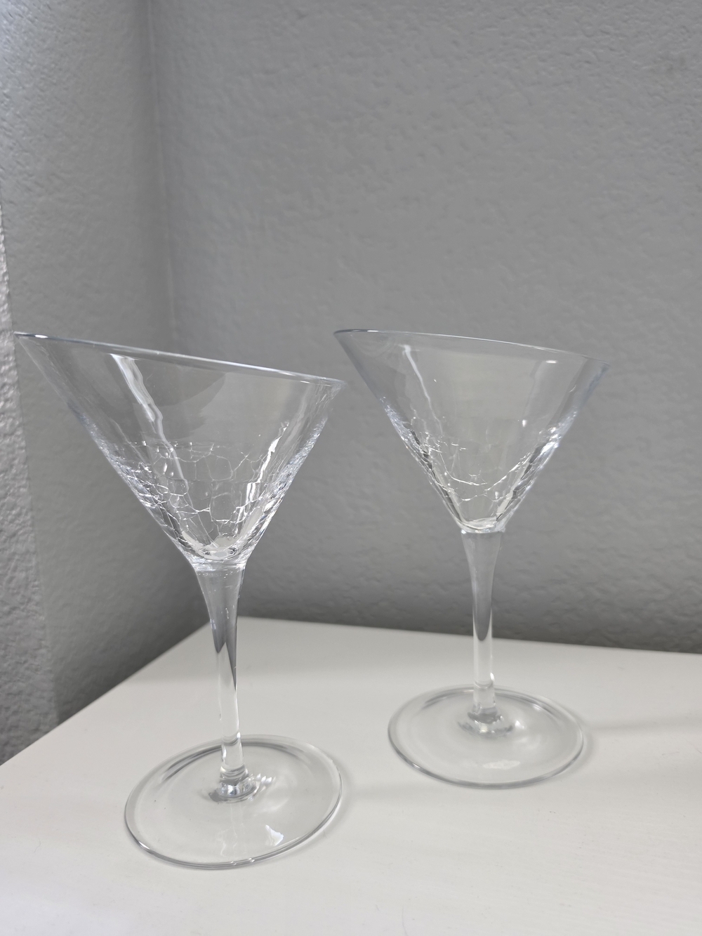 Pier One Angled Crackle Clear Martini Glasses - Set of 2